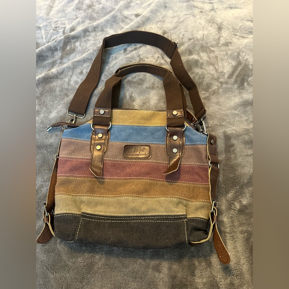 Multicolor Canvas Shoulder Bag